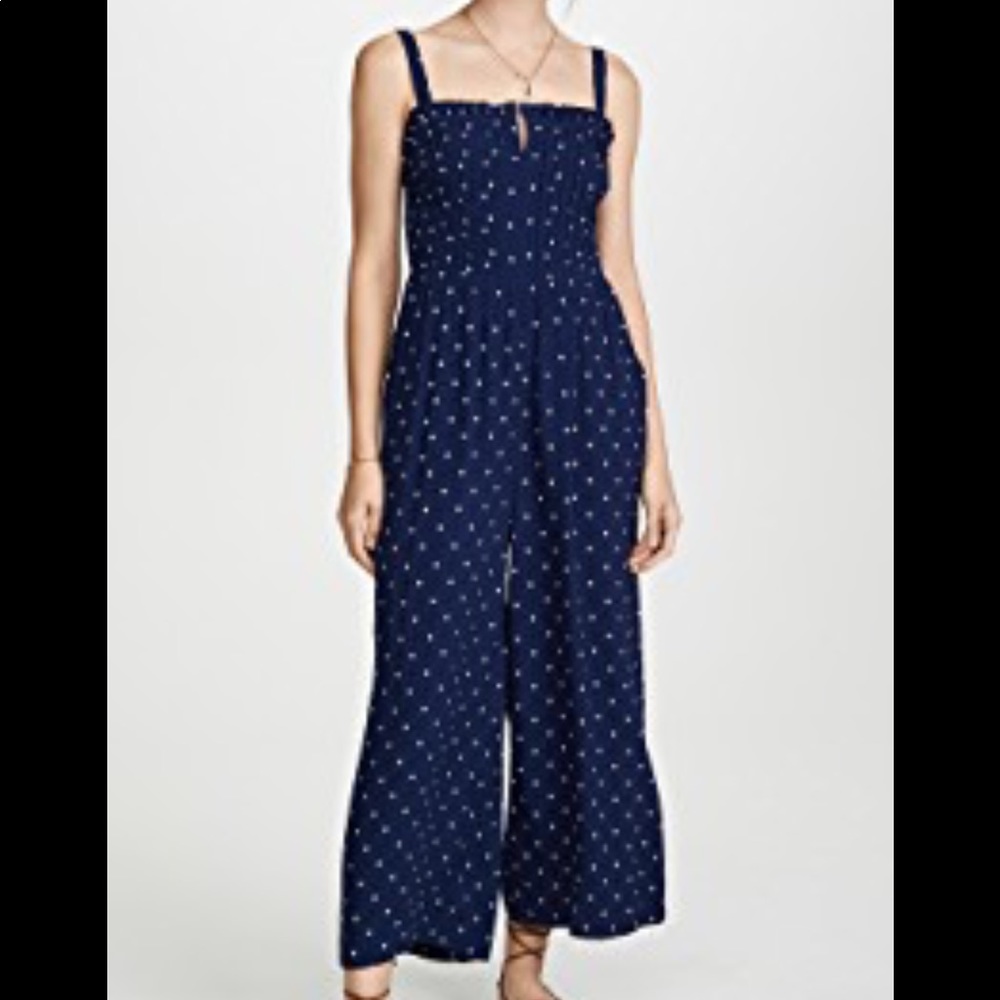 Madewell Navy polka dot jumpsuit